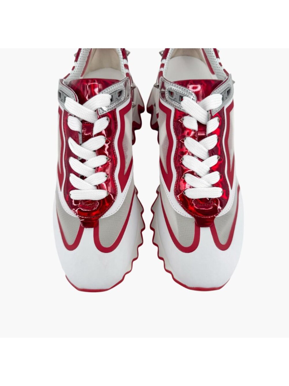 Christian Louboutin Sharkina White Mesh Red Sneakers Size 39.5 US 9.5 Women 6924 - Picture 5 of 15